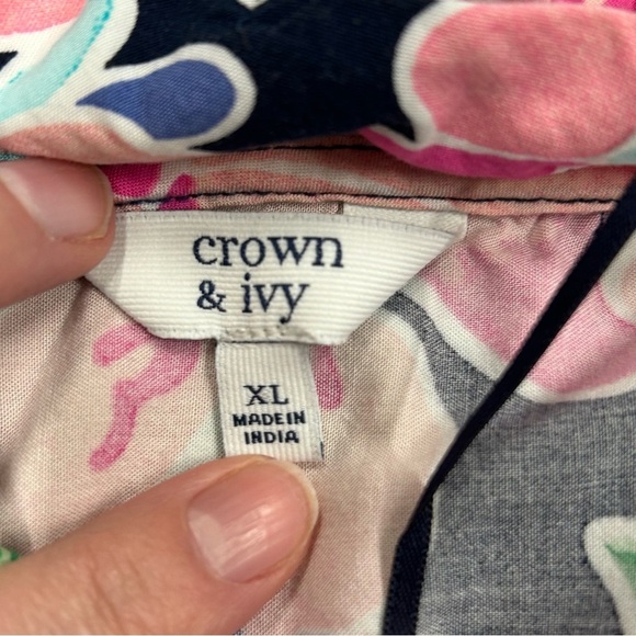 (LOT OF 3) CROWN & IVY SLEEVELESS TOP WOMENS XL RUFFLE COLLAR SIDE SLIT - Picture 2 of 8